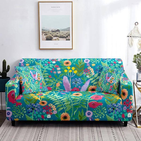 Capas de cadeira elásticas florais folhas capa de sofá para sala de estar flores impressão slipcovers combinação sofá decoração de casa 1/2/3/4 lugares