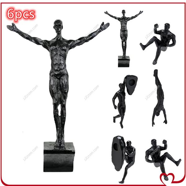 6 pzset Stile Industriale Arrampicata Uomo Resina Appeso a Parete Decorazione Scultura Figure Creative Retro Presente Statua Decor 240116