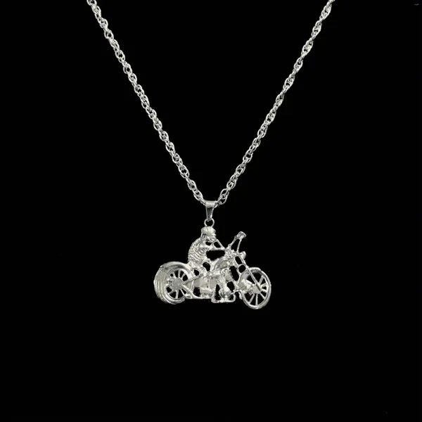 Colares Pingente Punk Motocicleta Sliver Long Chain Colar Hip Hop Choke Círculo Jóias Masculinas Mulheres