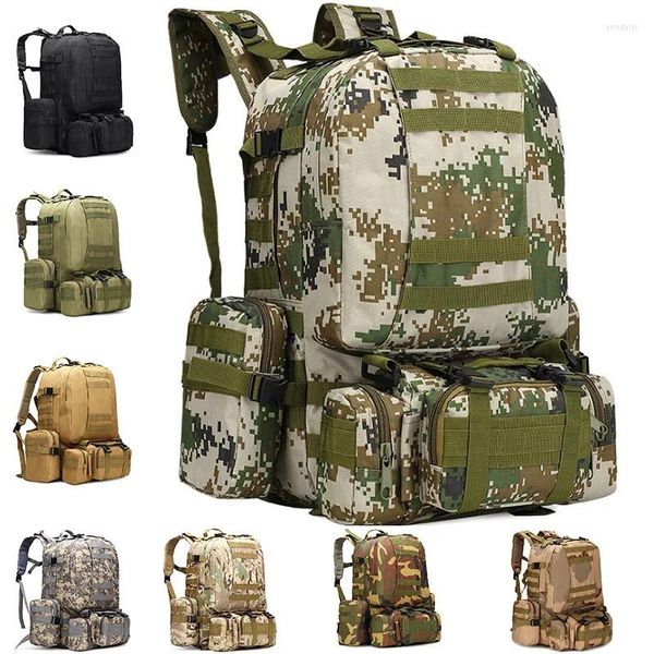 Mochila 55L Tactical 4 em 1Militar Exército Molle Homens Mochilas Saco de Desporto À Prova D 'Água Caminhadas Trekking Camping Mochila