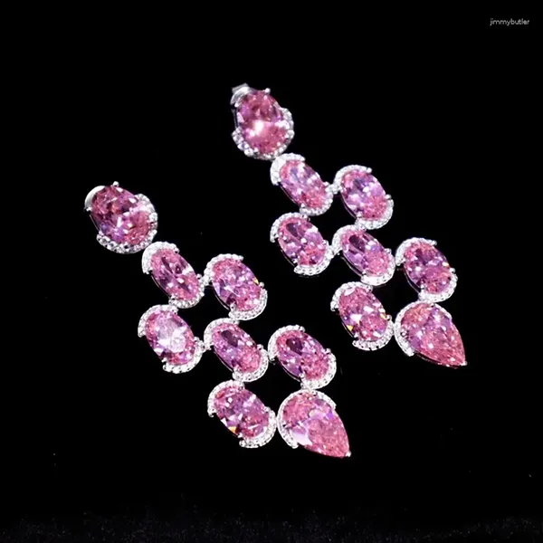 Orecchini pendenti ZOCA Gioielleria fine Articolo Rosa Appeso Argento sterling 925 Geometria di lusso Orecchino Regalo Festa di nozze Amica delle donne