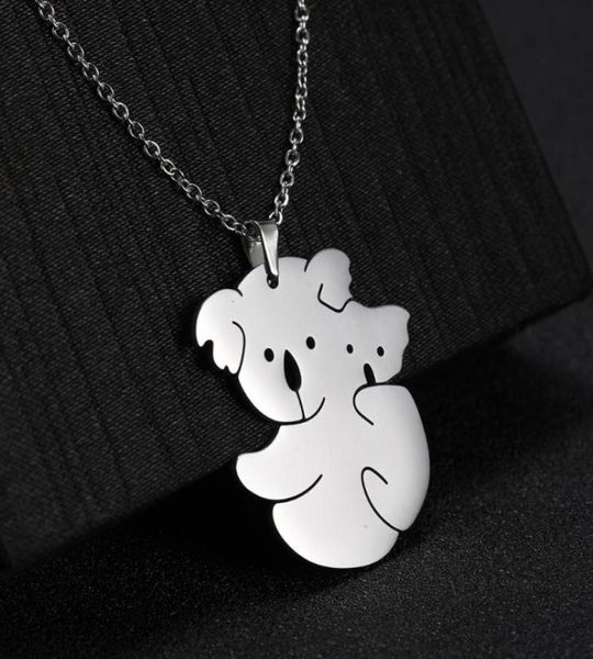 Skyrim Cute Koala Collana con ciondolo animale Collana in acciaio inossidabile con iniziale dorata Girocollo Collane a catena Regalo commemorativo per le donne2329323