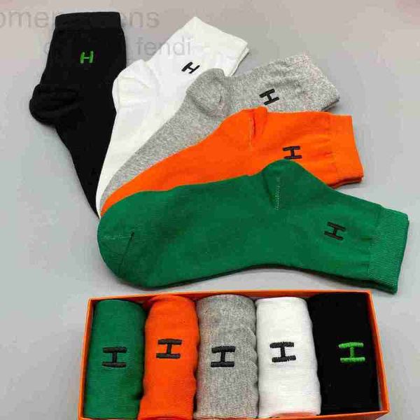 Herrensocken Designer Sports Designer H-Socken für Herren Lang und Damen Tube Frühling Sommer Dünn Business 5 Paar Socken 6DN9 7RWA