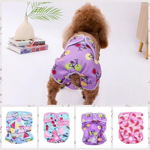 Cão vestuário absorção de água roupa interior fralda ajustável algodão feminino fraldas floral impressão sofup calcinha sanitária filhote de cachorro