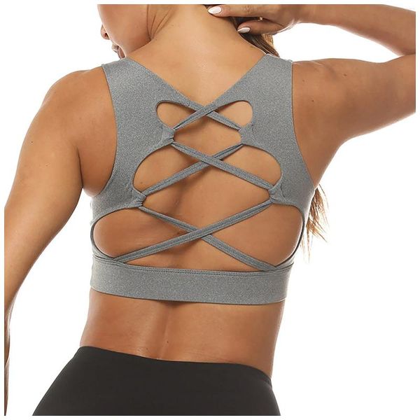 Camisoles tanques de secagem rápida sensação nu yoga sutiã ginásio de alta intensidade push up treino correndo esportes roupa interior feminino à prova de choque volta