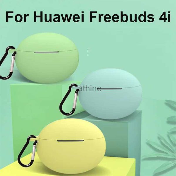 Étuis de téléphone portable Étui de protection pour écouteurs en silicone pour Huawei Freebuds 4i Casque Protecteur Shell Accessoires pour Freebuds 4i Étui avec crochet YQ240117