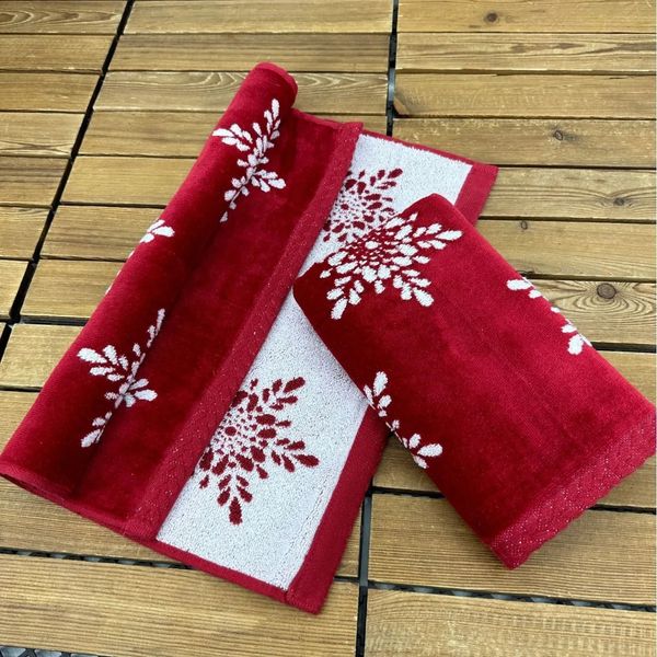 40x70 cm Fiocco di neve Rosso Natale Asciugamani di cotone morbido addensato altamente assorbente Anno Bagno di casa Asciugamano per il viso 240117