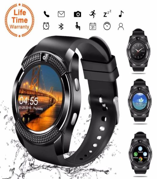 V8 GPS Smart Watch Bluetooth Smart Touch Screen Orologio da polso con fotocamera Slot per scheda SIM Smart Watch impermeabile per IOS Android iPhone1753928