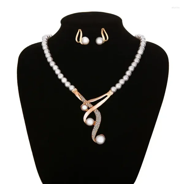 Halskette Ohrringe Set Verkauf Perlenohrring Tiefer V Schlüsselbein Anhänger Mode Vintage Hochzeit Musik Zeichen Sets MAF025