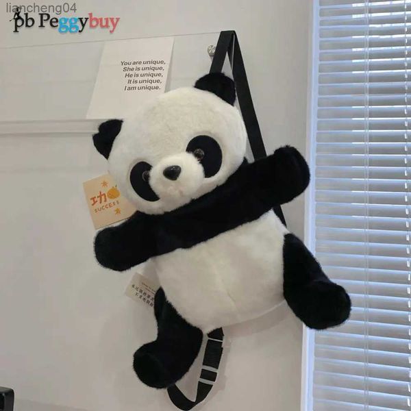 Mochilas panda animal de pelúcia bolsa de ombro crianças dos desenhos animados mochila de pele do falso crianças alça de ombro ajustável jardim de infância bonito mochila