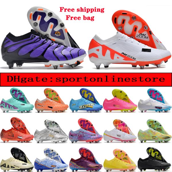 Invia borsa Scarpe da calcio di qualità Zoom Vapores 15 Elite SG Metal Spikes Knit ACC Tacchetti da calcio Uomo Mbappe CR7 Terreni morbidi Scarpe da ginnastica comode Scarpe da calcio da uomo all'aperto