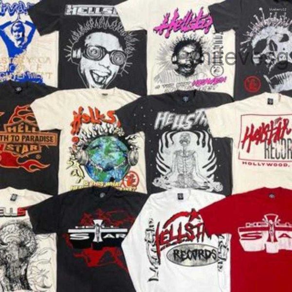 T-shirt da uomo Camicia Hellstar Streetwear Uomo Hip Hop Stampa grafica Maglietta oversize in cotone Harajuku Casual Gotico Maniche corte DLG8