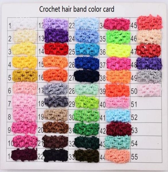 50 COLORS 15 Inch Wide baby girl Elastic Crochet Top Headband for Children Hair Band Hair accessories drop 200pcs6578449