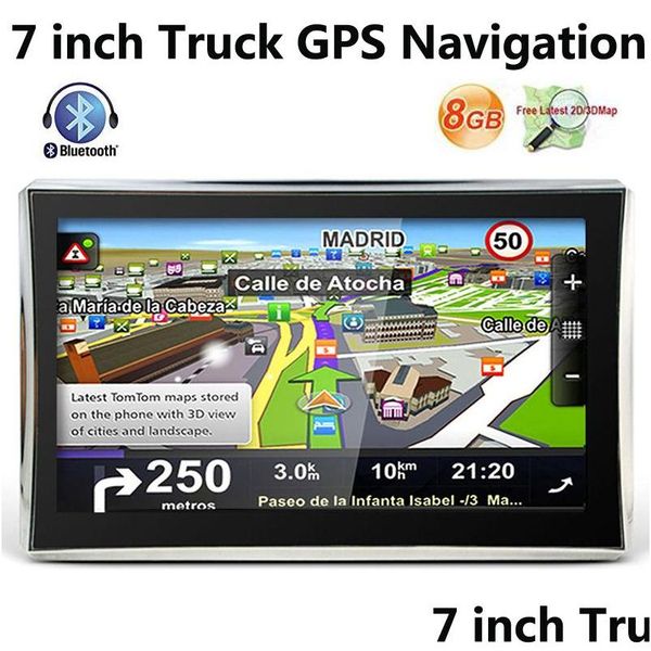 Accessori auto GPS HD 7 pollici Bluetooth Navigatore per camion Navigazione Avin Fm Wince 6.0 800 Mhz Ram 256 Mb 8 Gb Mappe 3D Drop Delivery Auto Dheqe