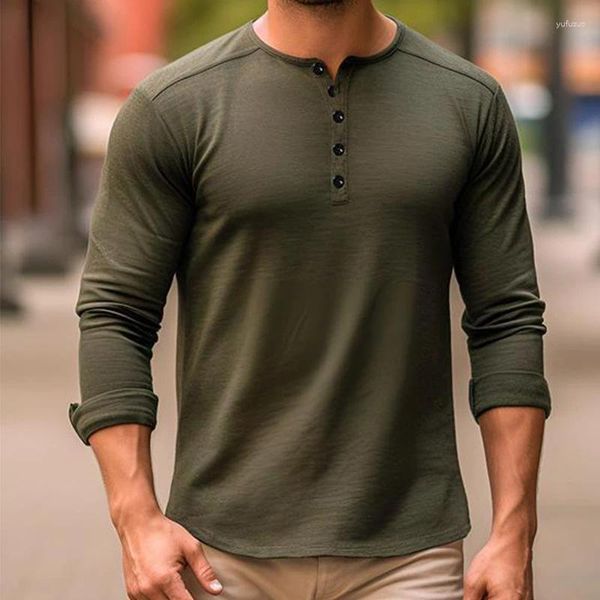 T-shirt da uomo oversize 2xl colletto con bottoni Soild semplice camicia da uomo a maniche lunghe moda casual all'interno nero bianco top di alta qualità