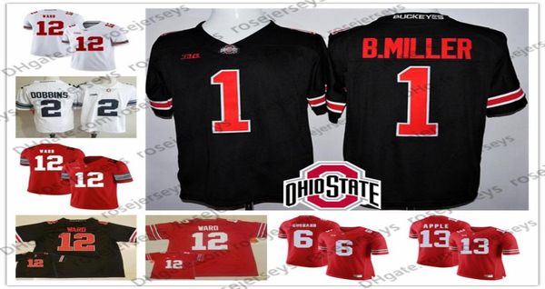 Ohio State Buckeyes 1 Braxton Miller 5 12 Denzel Ward 4 Curtis Samuel 6 Sam Hubbard 13 Eli Apple Branco Vermelho Preto Jersey2599505