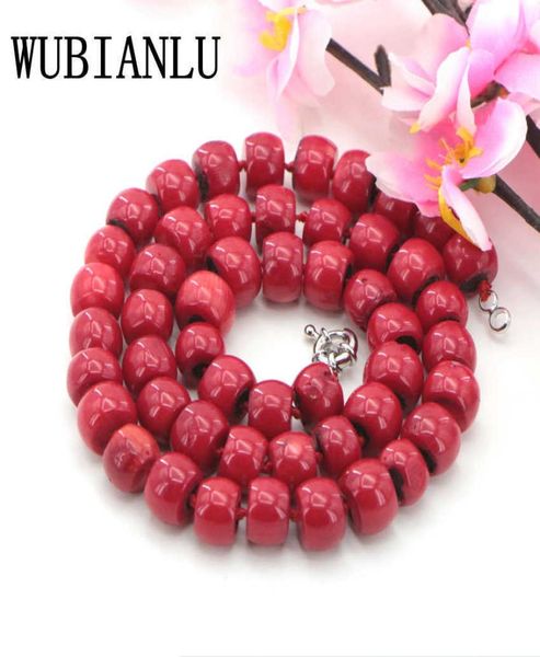 Wubianlu moda 1012mm natural mar vermelho coral grânulo colar gargantilhas colares para mulheres fantasia jóias charmoso3957054