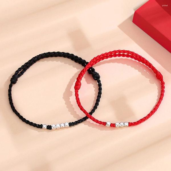 Braccialetti con ciondoli Bracciale con corda intrecciata fatta a mano per uomo Donna Coppia tessuto Corda rossa Buona fortuna Gioielli Amico Amante Regalo semplice Regolabile