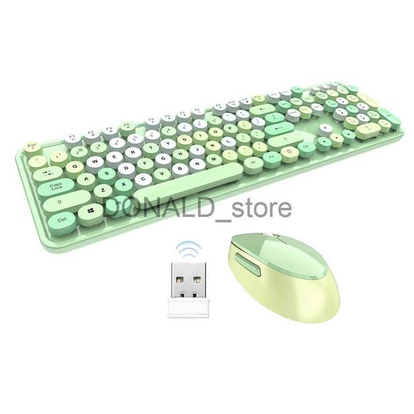 Tastaturen Mofii Sweet Tastatur-Maus-Kombination, gemischte Farben, 2,4 G kabelloses Tastatur-Maus-Set, kreisförmige Aufhängung, Tastenkappe, Tastatur für PC, Laptop, J240117