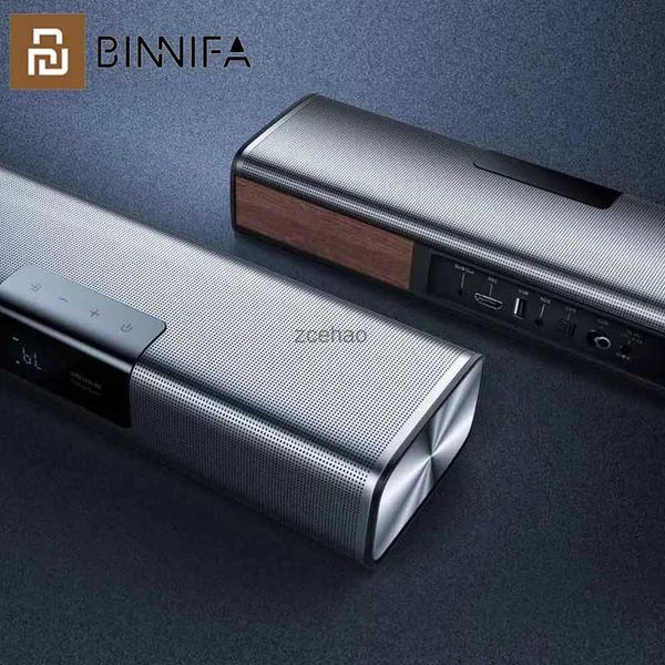 Altoparlanti da scaffale BINNIFA TV Soundbar Altoparlante Bluetooth Echo Parete Metallo Suono in legno Touch screen LED DSP AUX HDMI USB Audio Home Theater