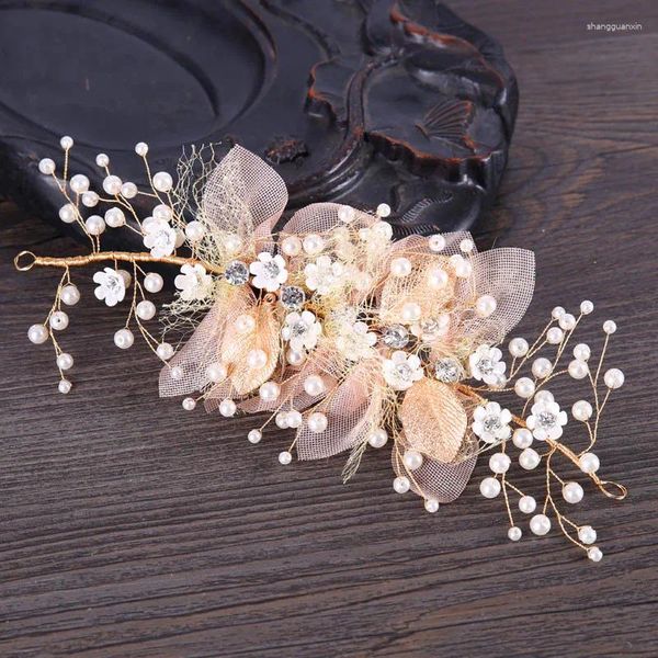 Fermagli per capelli Ornamento coreano Filato di seta Fiore Copricapo da sposa Accessori da sposa di bellezza