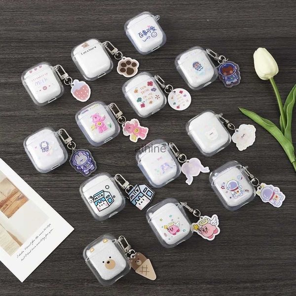 Casos de telefone celular macio tpu fone de ouvido casos bonito transparente capa protetora para airpods 1/2 escudo com ornamentos yq240117