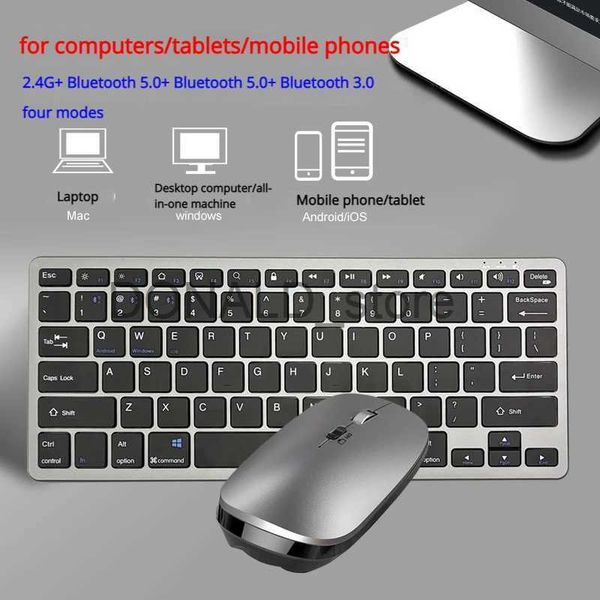 Teclados 78-key Type-c Interface Bluetooth Teclado sem fio e mouse 2.4g Carregamento portátil Mute Office Keyboard e Mouse Set J240117