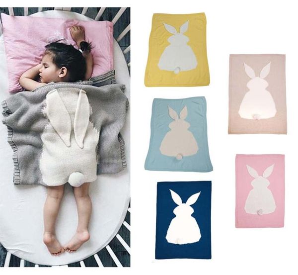 2018 novo bebê infantil tricô lã coelho cobertor de crochê sofá praia colcha tapete 6 color3241289
