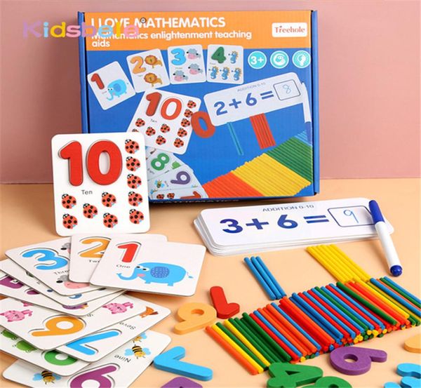 Montessori per bambini matematica giocattoli educativi conteggio adesivo in legno numero per bambini cognizione regalo di compleanno4343582
