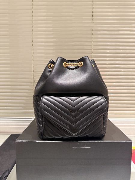 Designer acolchoado artesanato balde saco bolsa feminina cordão mochila de luxo corrente bolsa ombro alça superior balde saco alta qualidade crossbodys saco