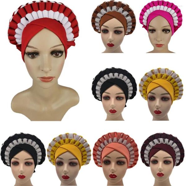 Roupas étnicas Handmade Africano Auto Gele Headties Pronto para Usar Mulheres Turbante Cap Nigeriano Head Wrap Tradicional Casamento Aso Oke Bonnet Hat