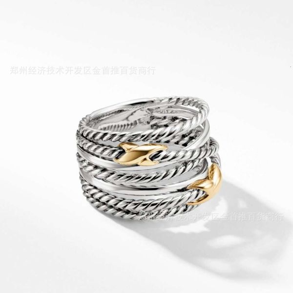 2024 Designer David Yuman Schmuckarmband Xx 925 Sterling Silber Mehrschichtiger gedrehter Drahtring