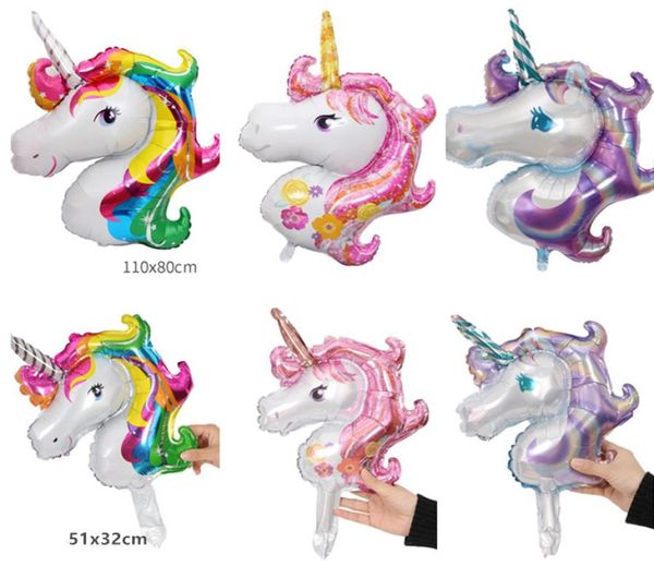 Kızlar Doğum Günü Dekorasyonu Renkli Unicorn Balon Çocuklar Çocuklar Bebek Duş Düğün Partisi Favor Alüminyum Film Balonları6631461