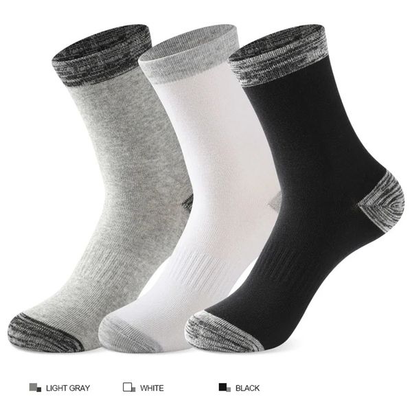 6 pares homens meias longas penteado algodão macio respirável suor absorvente preto branco esporte ao ar livre futebol lazer basquete 240117