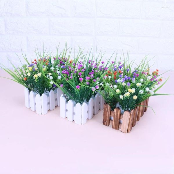 Fiori decorativi 1 pz tagliati da legno massello di colore artificiale staffa per piante con griglia bianca decorazione del giardino di casa
