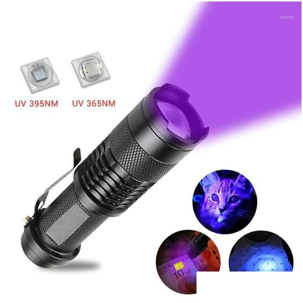 El fenerleri meşale UV 395nm 365nm LED Traviolet Meşalesi Zoomable Mini Linterna Light Pet İdrar Lekeleri Dedektörü Akrep Av Damlası D DHSBU