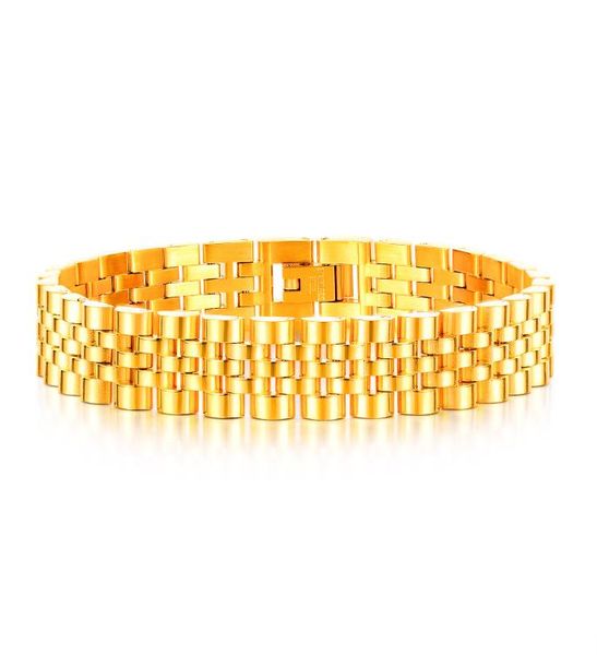 Braccialetti per braccialetti da uomo gioielli in nastro dorato nero catena per orologio in acciaio inossidabile hip pop braccialetti con ciondoli maschili ragazzi compleanni Gift2399796