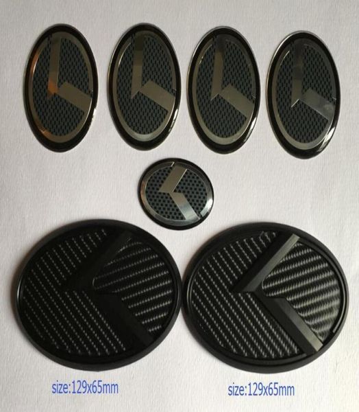 3D schwarzer Carbon-K-Abzeichen-Emblem-Aufkleber, 7-teiliges Set, passend für KIA New Forte YD K3 2014–2015, Auto-Embleme 1874714