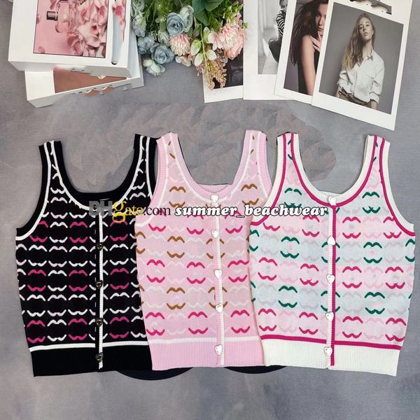 Designer Strickweste Mode Strick -Strickjacke Frauen gestickt gestickte Stricktäpchen Sommer Ärmeln atmungsaktive Strick -T -Shirts