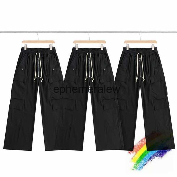 Calças de brim masculinas preto com zíper bolso workwear calças homens mulheres 1/1 qualidade superior jogger cordão calçasephemeralew