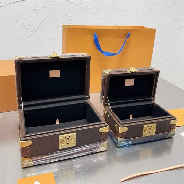 Designer de lona padrão tronco caixa saco feminino caixas de jóias bolsa senhora cosméticos armazenamento caso coleção sacos duros 21/25cm