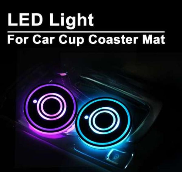 2x universal led suporte de copo do carro esteira almofada garrafa água bebidas titular almofada coaster sensor vibração luz capa lâmpada estilo do carro 7387738