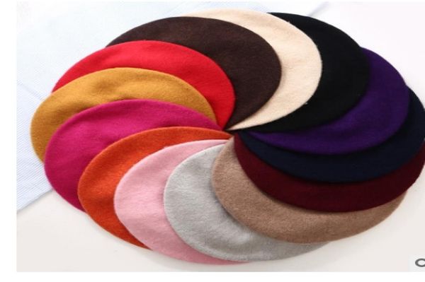 Boina de lana de Color liso para mujer, gorros de invierno, gorro cálido para caminar, 20 colores, novedad, moda barata, 8541016