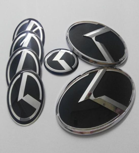 7 Stück 1 Satz schwarzes K-Logo-Abzeichen-Emblem 3D-Aufkleber für KIA OPTIMA K5 2011-2017 Auto-Embleme 4283719