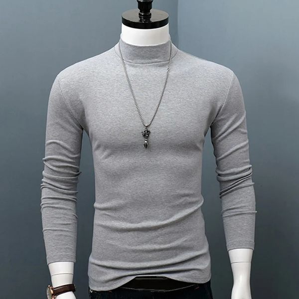 Camicetta basic da uomo con collo a lupetto T-shirt termica invernale Abbigliamento semplice Pullover Top a maniche lunghe Caldo e confortevole dolcevita intimo 240117