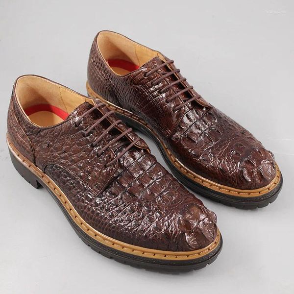 Классические туфли с черепом из крокодиловой кожи, мужская повседневная деловая одежда ручной работы, деловая официальная одежда, высокое качество, британский стиль, на шнуровке