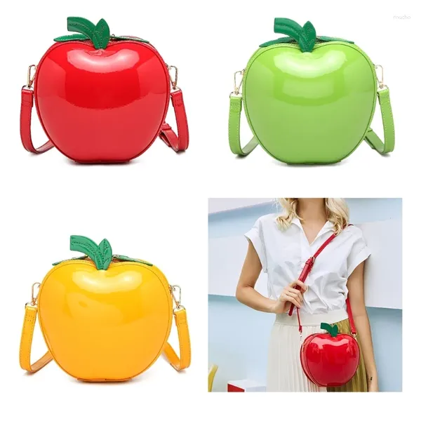 Sacos de noite na moda fruta maçã forma bolsa de ombro mulheres zíper grande capacidade mensageiro casual alça ajustável crossbody bolsa