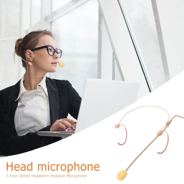 Mikrofone 3,5-mm-Stecker, am Kopf montiertes kabelgebundenes Mikrofon, unidirektionales Headset, Geräuschunterdrückung, für Konferenzführer, Sprachlehrer