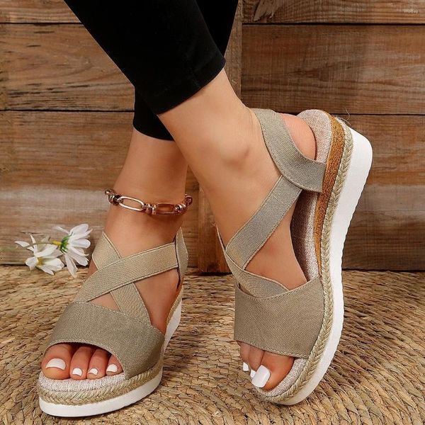 Sandálias de verão feminino 2024 moda cunha leve plataforma gladiador sapatos mulher plus size antiderrapante casual sandalias mujer