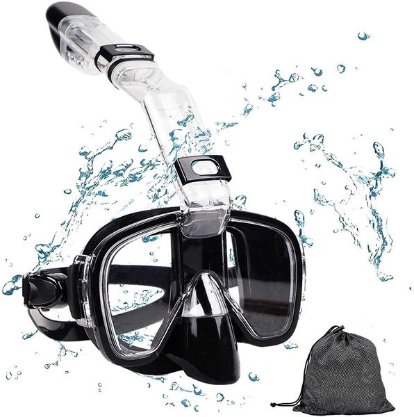 Tauchzubehör, professionelle Tauchbrille für Erwachsene und Kinder, Antibeschlag-Schnorchelmaske, faltbare Atemschlauch-Schwimmbrille, 180-Grad-Sicht 240118